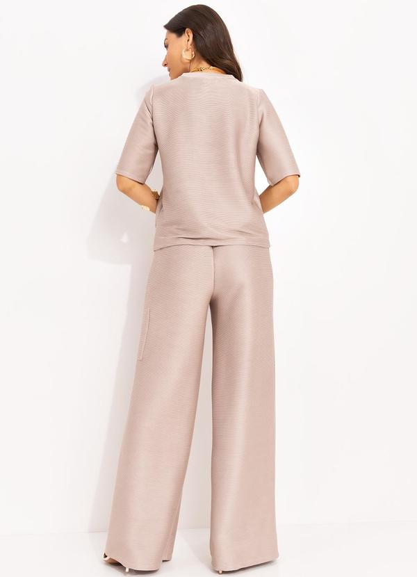 Quintess - Blusa Bege em Malha Canelada Texturizada 4