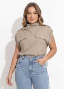 Blusa Bege em Malha Crepe