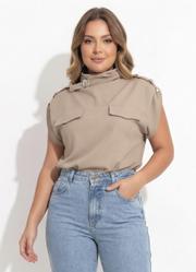 Blusa Bege em Malha Crepe