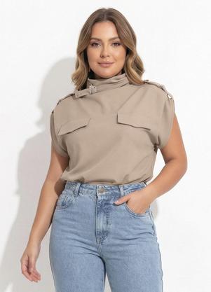 Blusa (Bege) em Malha Crepe