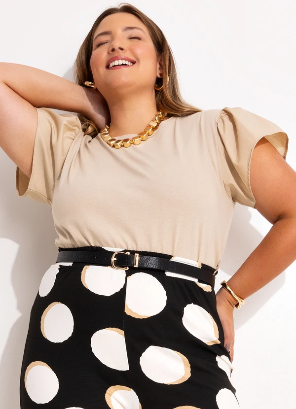 Quintess - Blusa Bege em Malha de Algodão 11