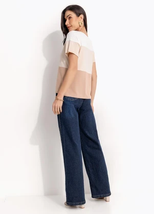 Quintess - Blusa Bege em Malha de Viscose - QUINTESS