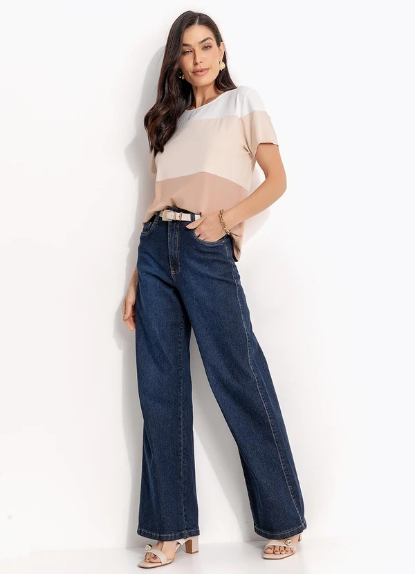 Quintess - Blusa Bege em Malha de Viscose