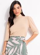 Blusa Bege em Malha de Viscose