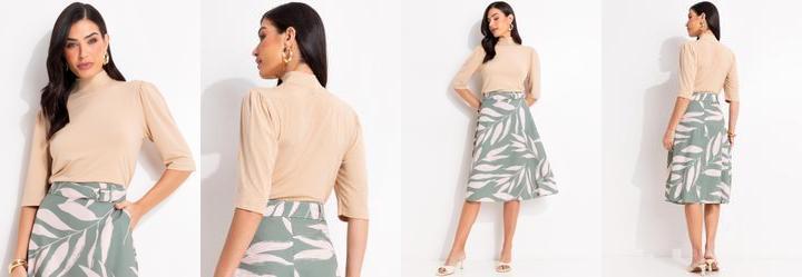 Blusa Bege em Malha de Viscose