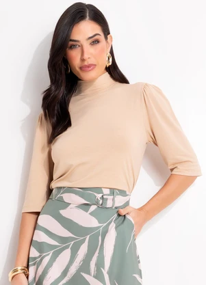 Quintess - Blusa Bege em Malha de Viscose - QUINTESS