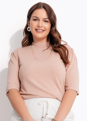 Quintess - Blusa Bege em Malha de Viscose - QUINTESS