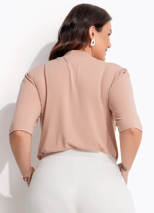 Quintess - Blusa Bege em Malha de Viscose - QUINTESS