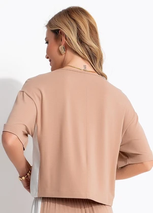 Quintess - Blusa Bege em Malha de Viscose - QUINTESS