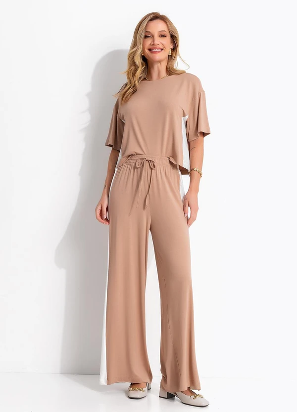Quintess - Blusa Bege em Malha de Viscose