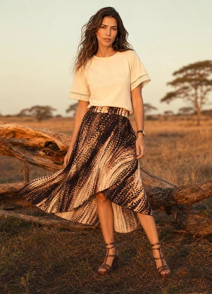 Quintess - Blusa Bege em Malha de Viscose - QUINTESS