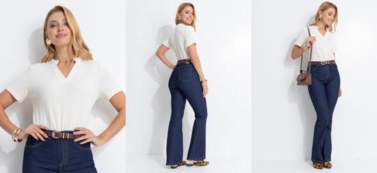 Blusa Bege em Malha Tric� Texturizada