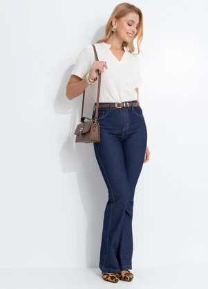 Quintess - Blusa Bege em Malha Tricô Texturizada - QUINTESS