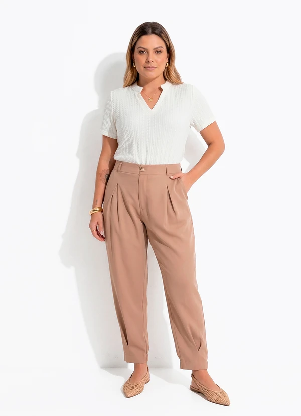 Quintess - Blusa Bege em Malha Tricô Texturizada 4