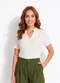 Quintess - Blusa Preta em Malha Tricô Texturizada - variação: Bege