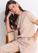 Blusa Bege em Malha Tweed