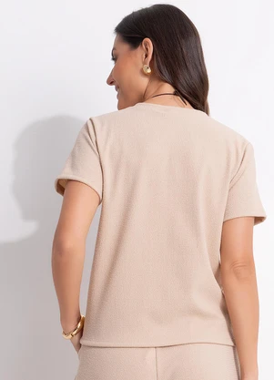 Quintess - Blusa Bege em Malha Tweed - QUINTESS