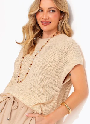 Quintess - Blusa Bege em Tricô - QUINTESS