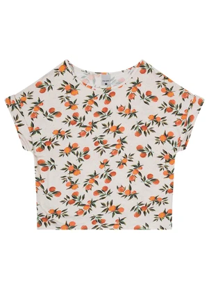 Malwee - Blusa Bege Feminina Ampla Laranjas - MALWEE