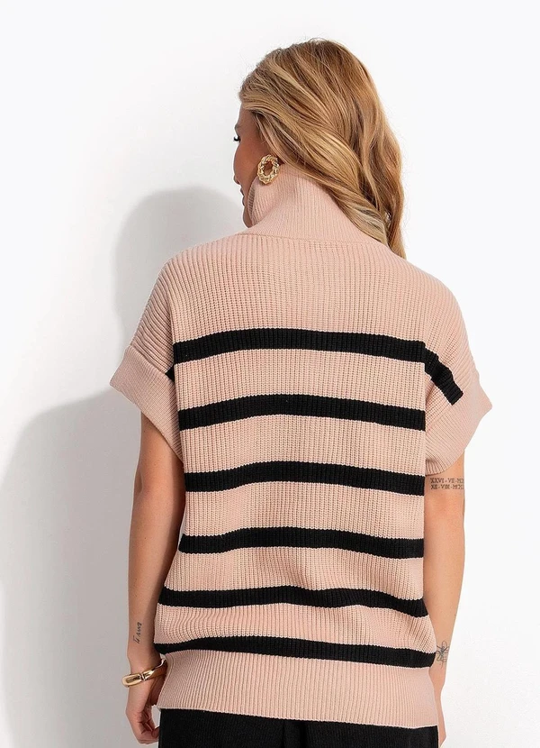Quintess - Blusa Bege Listrada em Tricô 6