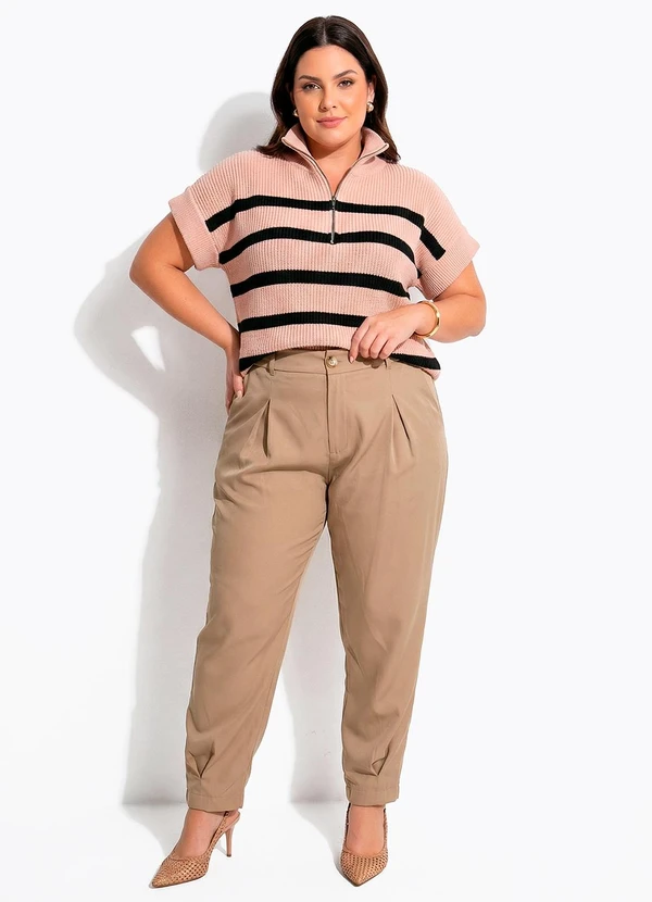 Quintess - Blusa Bege Listrada em Tricô 8