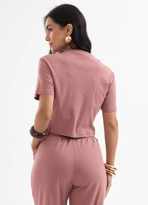 Cativa - Blusa Bordada em Algodão Rosa - CATIVA