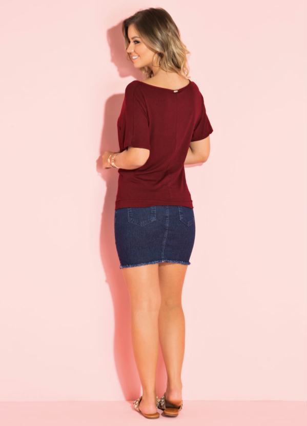 Quintess - Blusa Bordô com Drapeado Frontal e Decote V 4