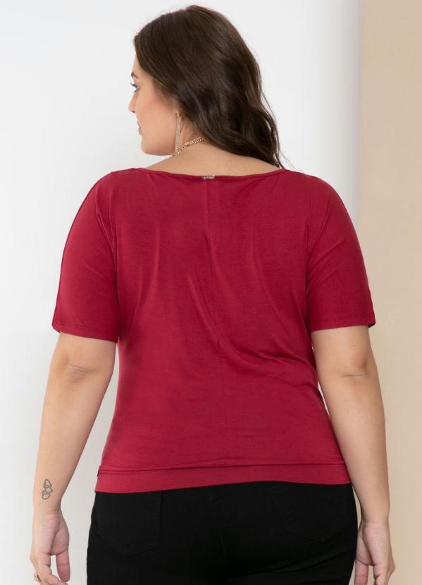 Quintess - Blusa Bordô com Drapeado Frontal e Decote V 6