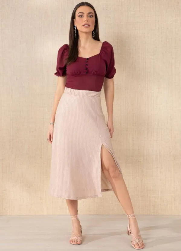 Quintess - Blusa Bordô com Mangas Bufantes 5