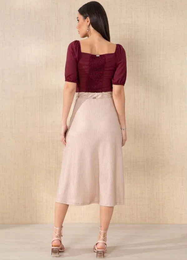 Quintess - Blusa Bordô com Mangas Bufantes 4