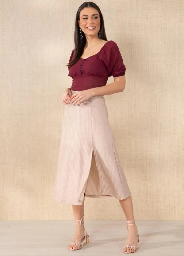 Quintess - Blusa Bordô com Mangas Bufantes 3