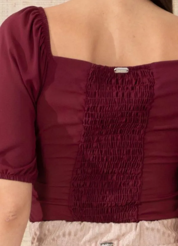 Quintess - Blusa Bordô com Mangas Bufantes 2