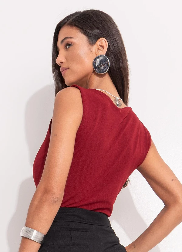Quintess - Blusa Bordô em Malha Crepe 5