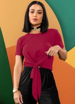 Quintess - Blusa Bordô em Malha de Viscose com Elastano - QUINTESS