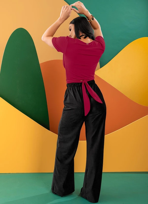 Quintess - Blusa Bordô em Malha de Viscose com Elastano