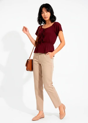 Bimini - Blusa Bordô em Malha Favo - BIMINI
