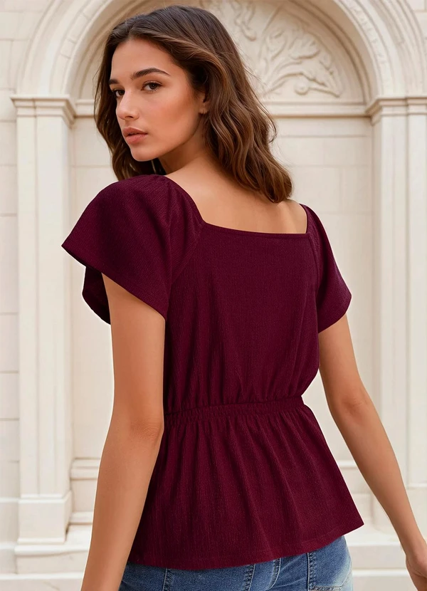 bonprix - Blusa Bordô em Malha Favo 2