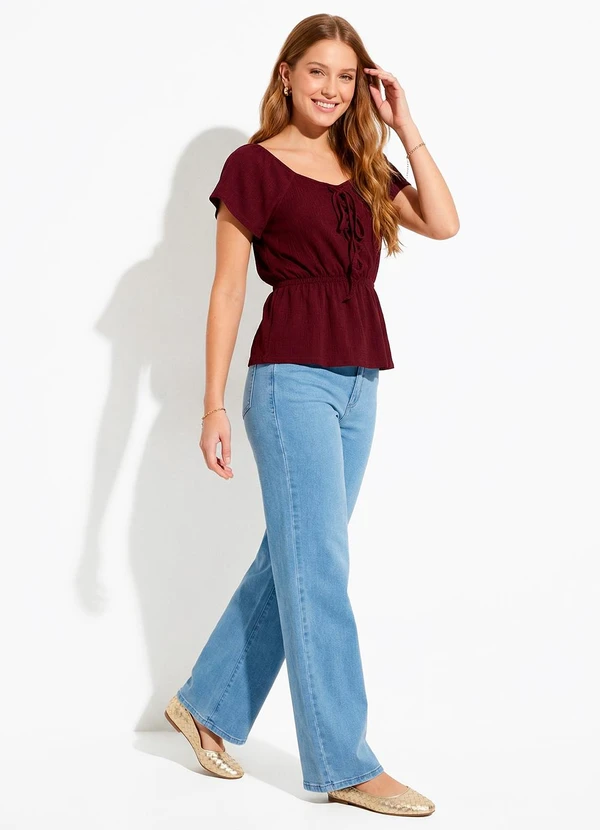 bonprix - Blusa Bordô em Malha Favo 3