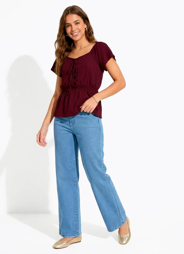 bonprix - Blusa Bordô em Malha Favo 4