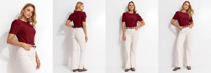 Blusa Bord� em Malha Laise