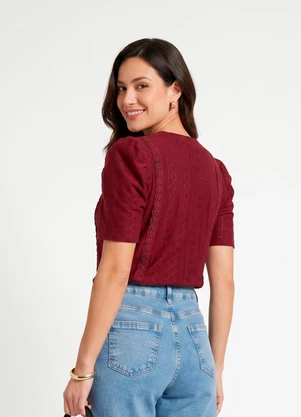 Quintess - Blusa Bordô em Malha Laise - QUINTESS