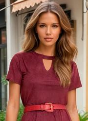 Blusa Bord em Malha Suede