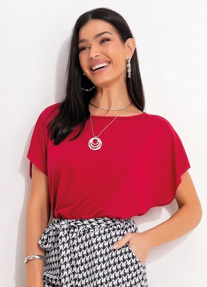 Moda Pop - Blusa Bordô em Poliviscose - MODA POP