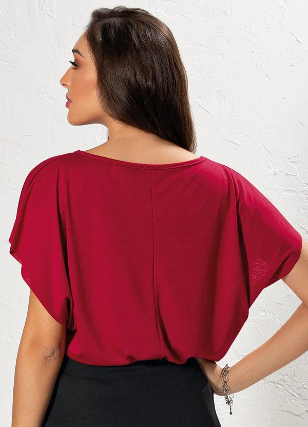 Moda Pop - Blusa Bordô em Poliviscose 5