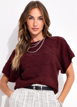Quintess - Blusa Bordô em Tricô - QUINTESS
