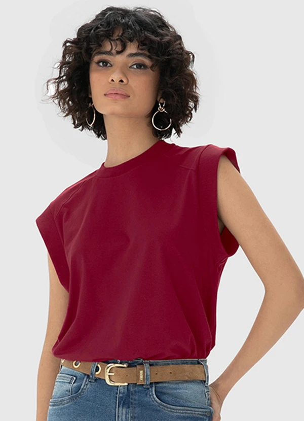 Enfim - Blusa Bordô Muscle Tee em Malha