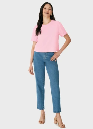 Malwee - Blusa Box em Malha Rosa Claro - MALWEE