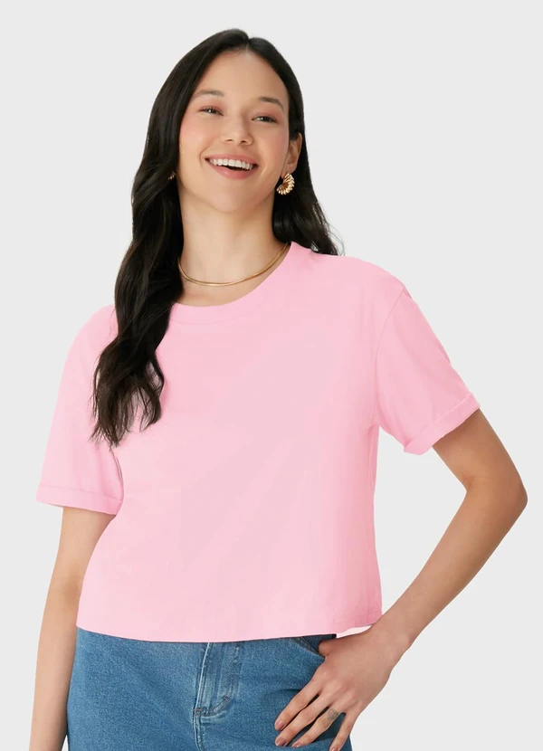 Malwee - Blusa Box em Malha Rosa Claro