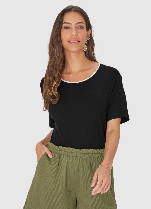 Malwee - Blusa Box em Moletinho Preto