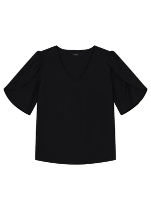 Malwee - Blusa Box em Viscolinho Preto - MALWEE